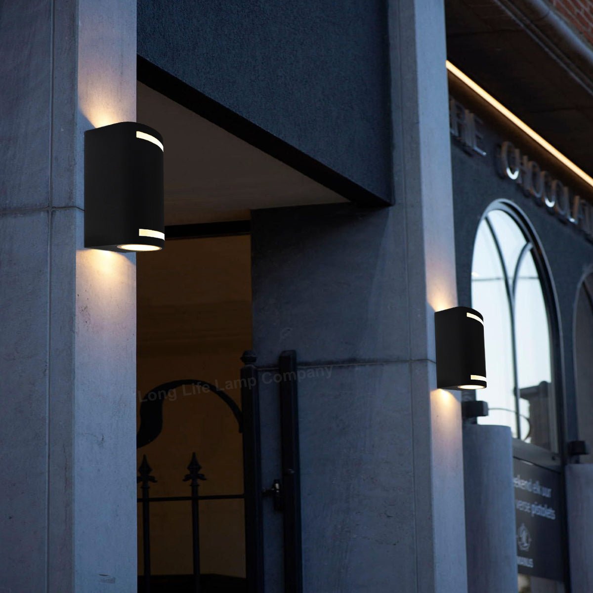Black Outdoor Double Wall Light ZLC323 with LED Warm White or Cool White or Blue - Free delivery on all orders