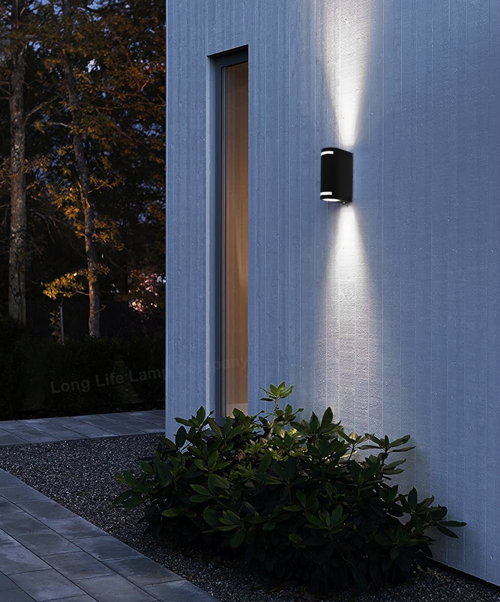 Black Outdoor Double Wall Light ZLC323 with LED Warm White or Cool White or Blue - Free delivery on all orders