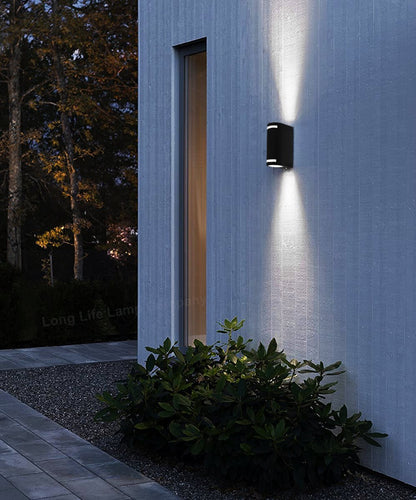 Black Outdoor Double Wall Light ZLC323 with LED Warm White or Cool White or Blue - Free delivery on all orders