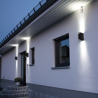 Black Outdoor Double Wall Light ZLC323 with LED Warm White or Cool White or Blue - Free delivery on all orders