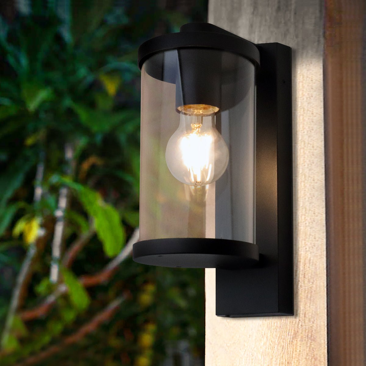 Black Outdoor Lantern Wall Light IP44 with 4W Warm LED - Energy Light Bulbs - Free delivery on all orders