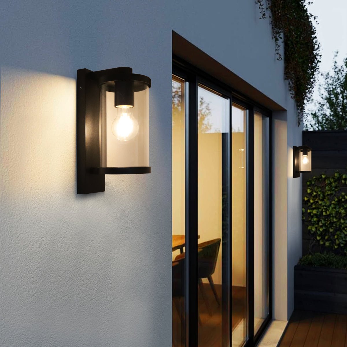 Black Outdoor Lantern Wall Light IP44 with 4W Warm LED - Energy Light Bulbs - Free delivery on all orders