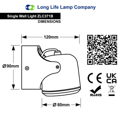 Black Outdoor Single Wall Light Adjustable IP54 External Directional Spot Lamp - Energy Light Bulbs - Free delivery on all orders