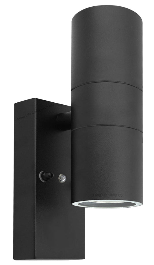 Black Outdoor Up Down Wall Light Dusk Till Dawn Sensor Stainless Steel IP65 - Energy Light Bulbs - Free delivery on all orders
