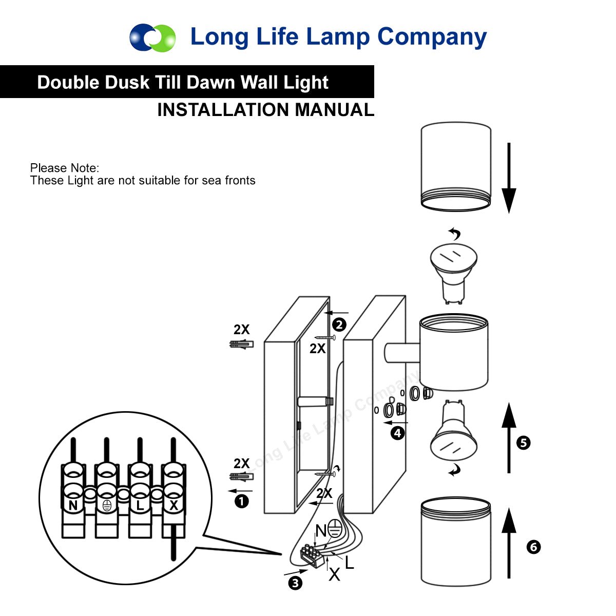 Black Outdoor Up Down Wall Light Dusk Till Dawn Sensor Stainless Steel IP65 - Energy Light Bulbs - Free delivery on all orders