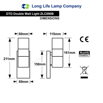 Black Outdoor Up Down Wall Light Dusk Till Dawn Sensor Stainless Steel IP65 - Energy Light Bulbs - Free delivery on all orders