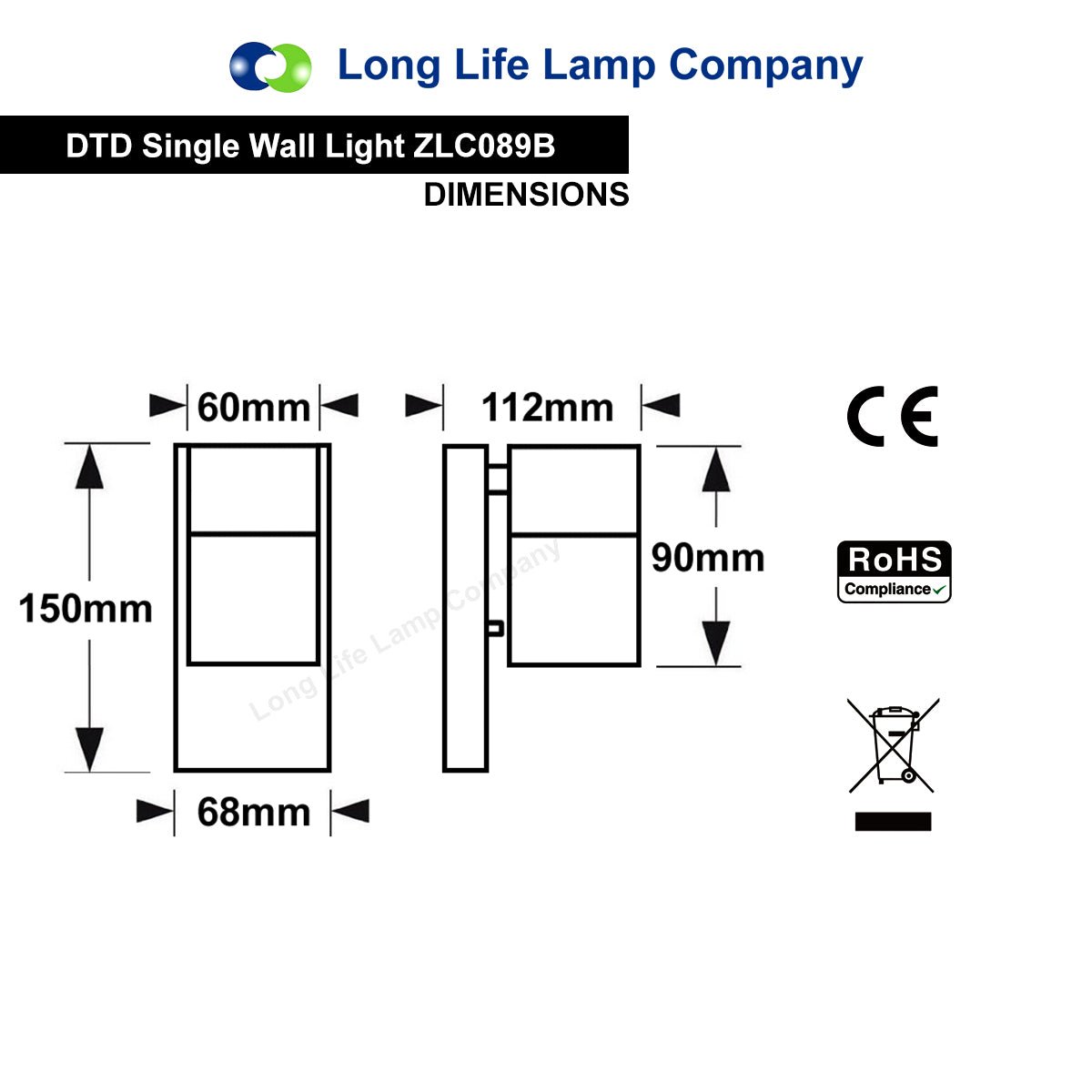 Black Outdoor Wall Light Dusk Till Dawn Sensor Stainless Steel IP65 - Energy Light Bulbs - Free delivery on all orders