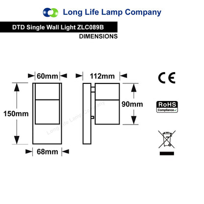 Black Outdoor Wall Light Dusk Till Dawn Sensor Stainless Steel IP65 - Energy Light Bulbs - Free delivery on all orders