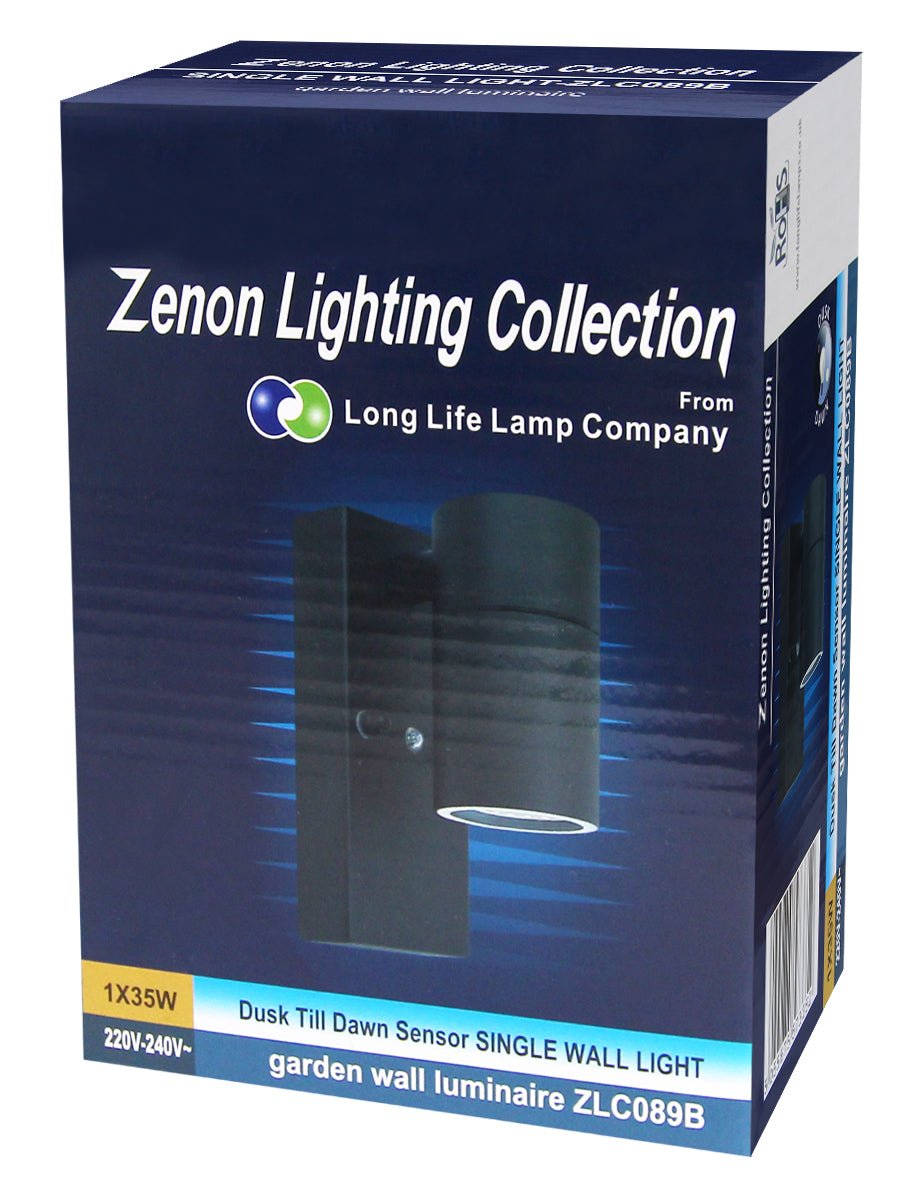 Black Outdoor Wall Light Dusk Till Dawn Sensor Stainless Steel IP65 - Energy Light Bulbs - Free delivery on all orders