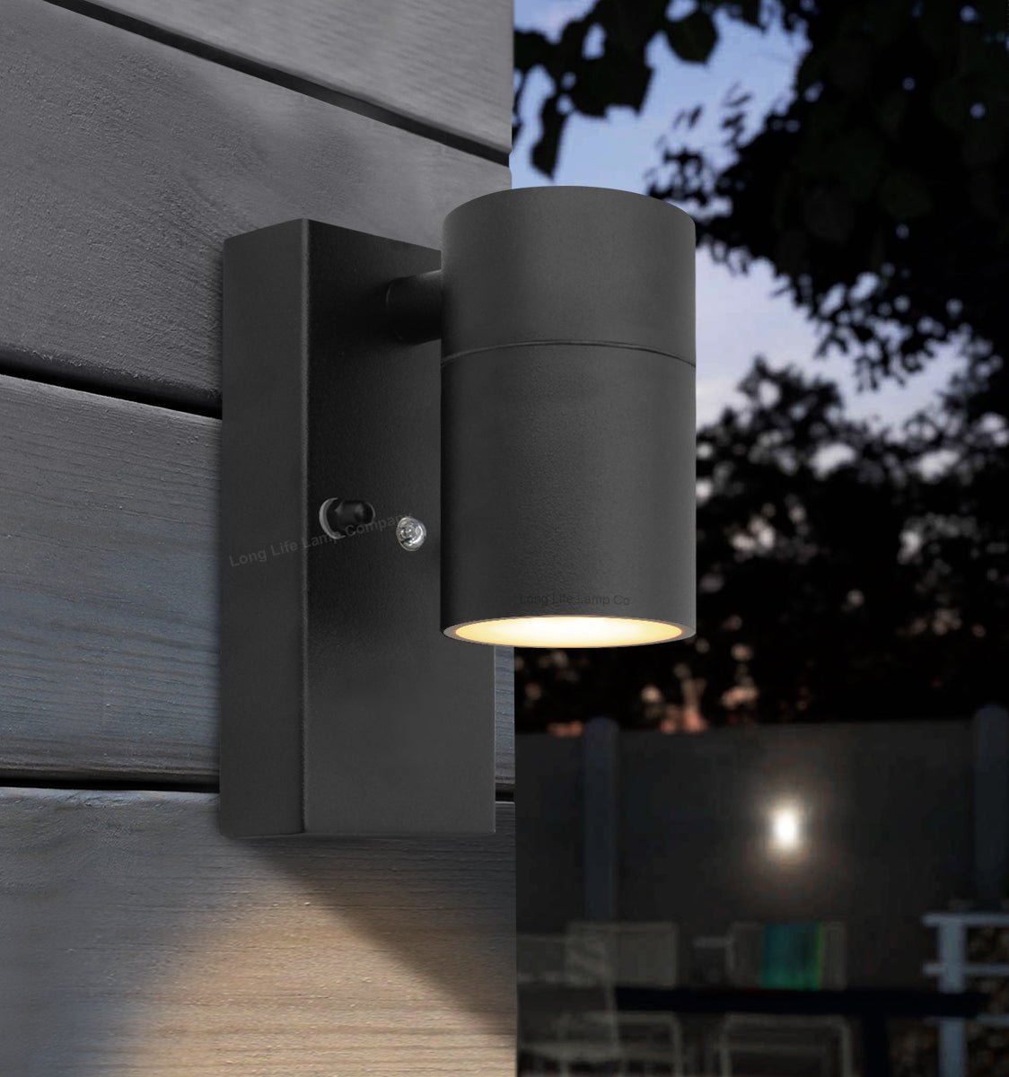 Black Outdoor Wall Light Dusk Till Dawn Sensor Stainless Steel IP65 - Energy Light Bulbs - Free delivery on all orders