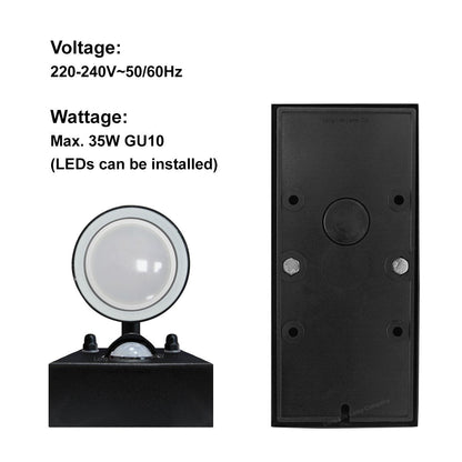 Black PIR Stainless Steel Single Outdoor Wall Light With Movement Sensor Down - Energy Light Bulbs - Free delivery on all orders