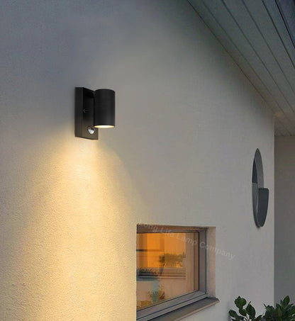 Black PIR Stainless Steel Single Outdoor Wall Light With Movement Sensor Down - Energy Light Bulbs - Free delivery on all orders