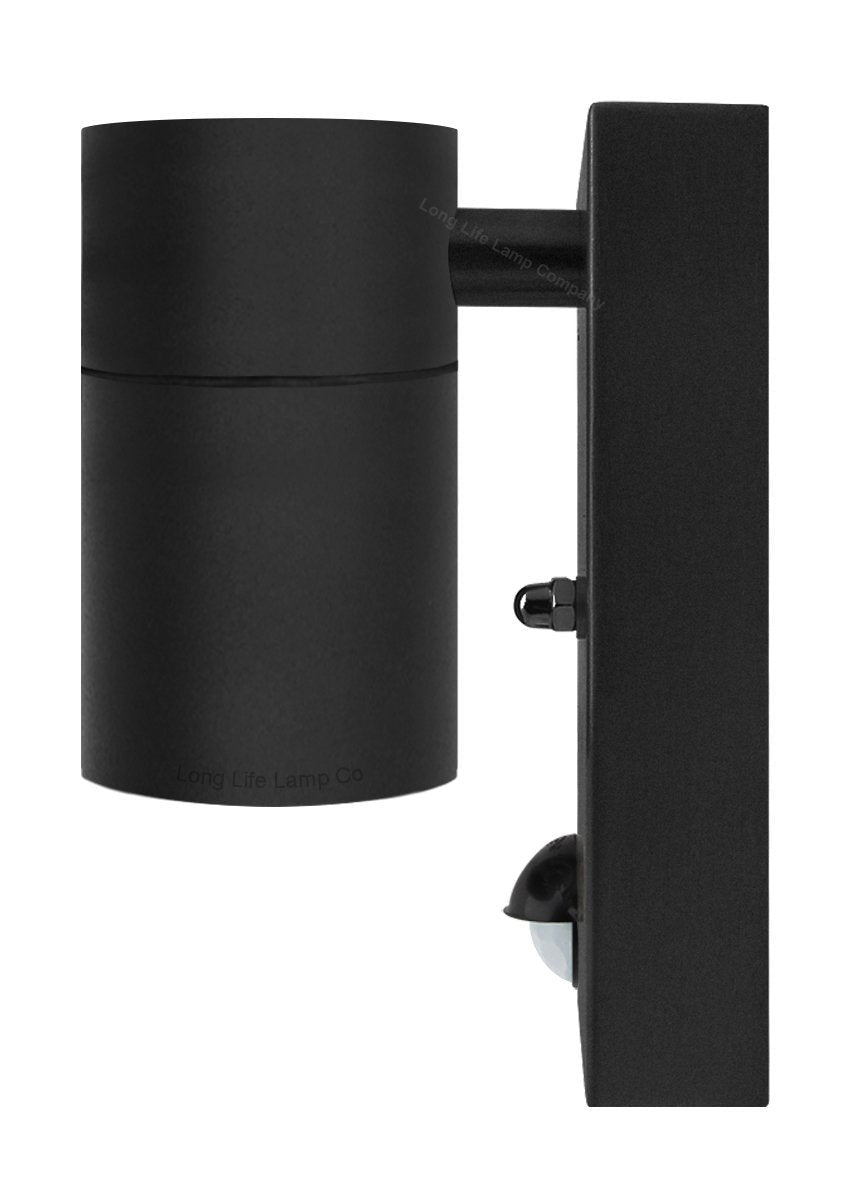 Black PIR Stainless Steel Single Outdoor Wall Light With Movement Sensor Down - Energy Light Bulbs - Free delivery on all orders