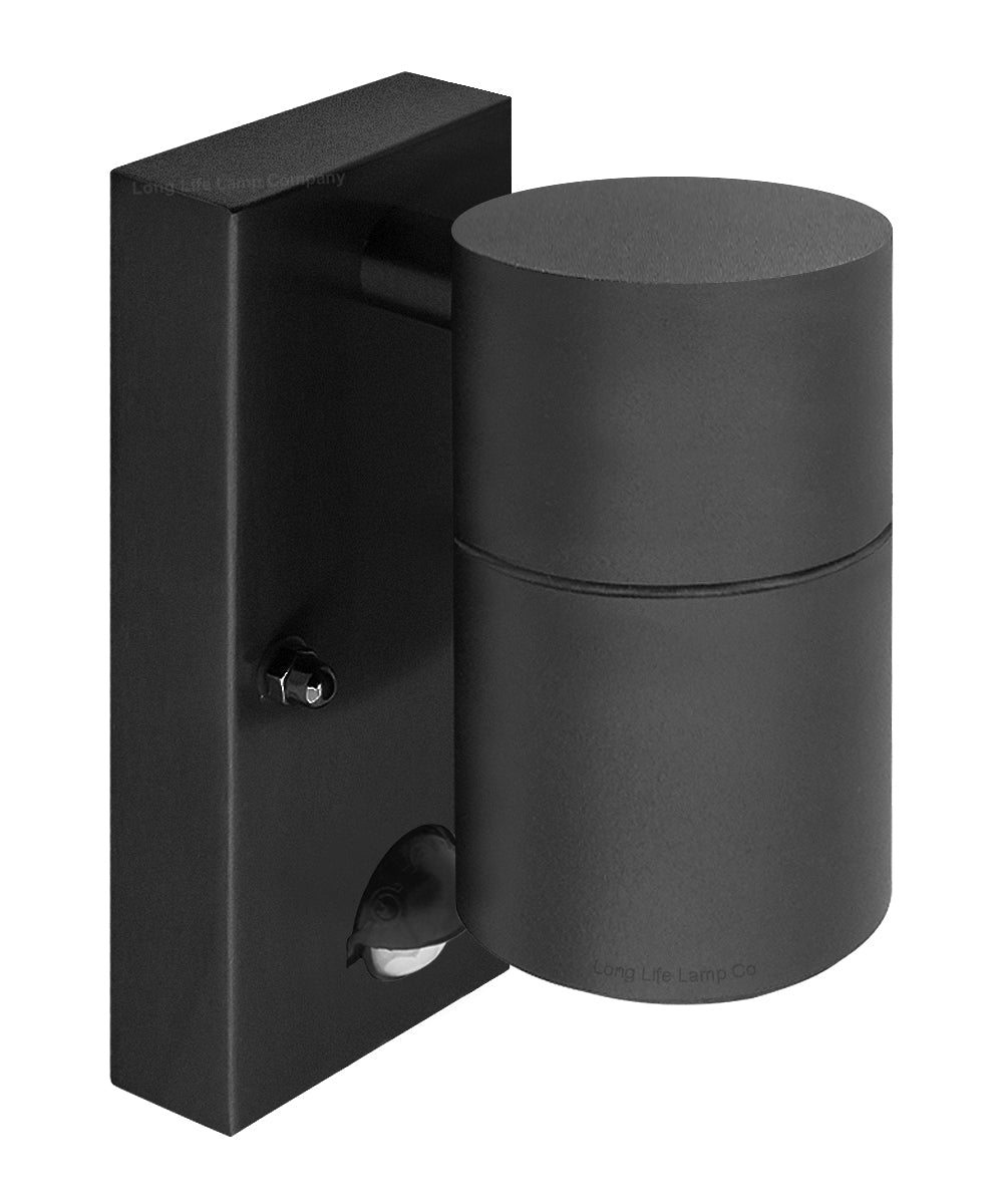 Black PIR Stainless Steel Single Outdoor Wall Light With Movement Sensor Down - Energy Light Bulbs - Free delivery on all orders