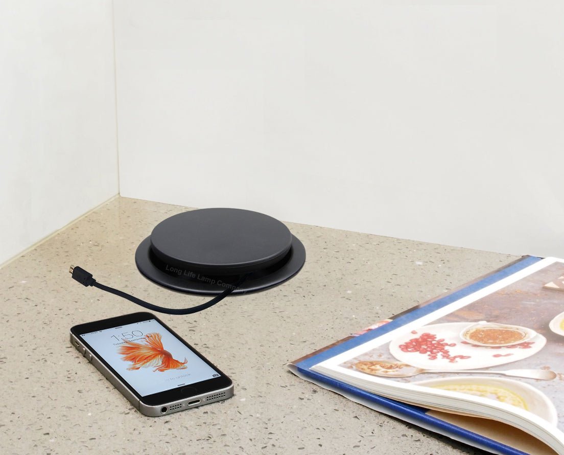 Black Top Power Tower Pop Up Socket With 2 USB Charging Port 3 Plug Sockets - Energy Light Bulbs - Free delivery on all orders