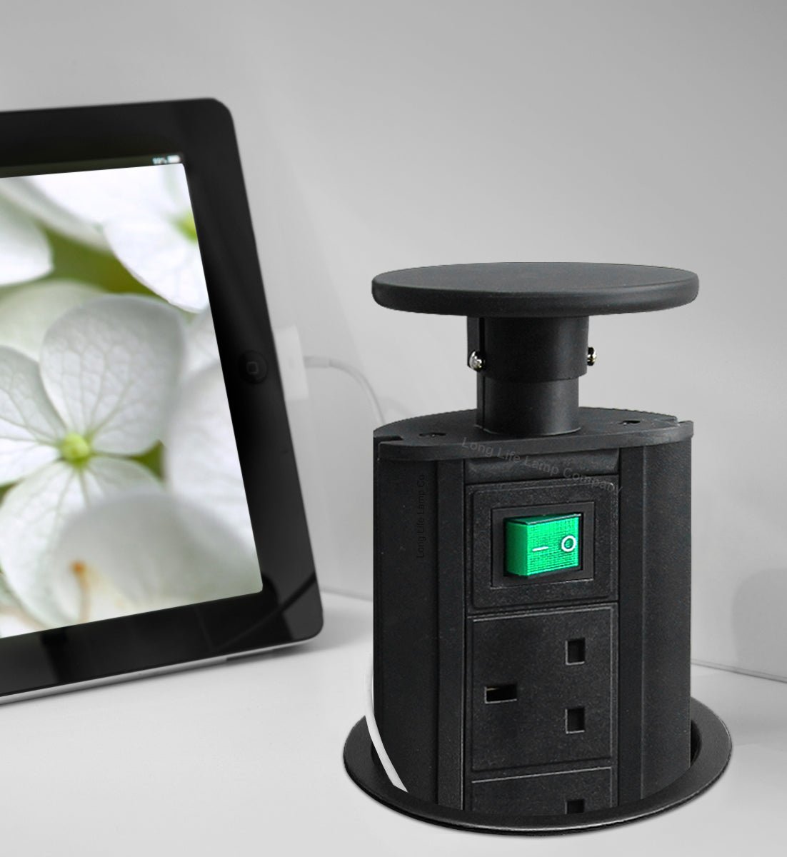 Black Top Power Tower Pop Up Socket With 2 USB Charging Port 3 Plug Sockets - Energy Light Bulbs - Free delivery on all orders