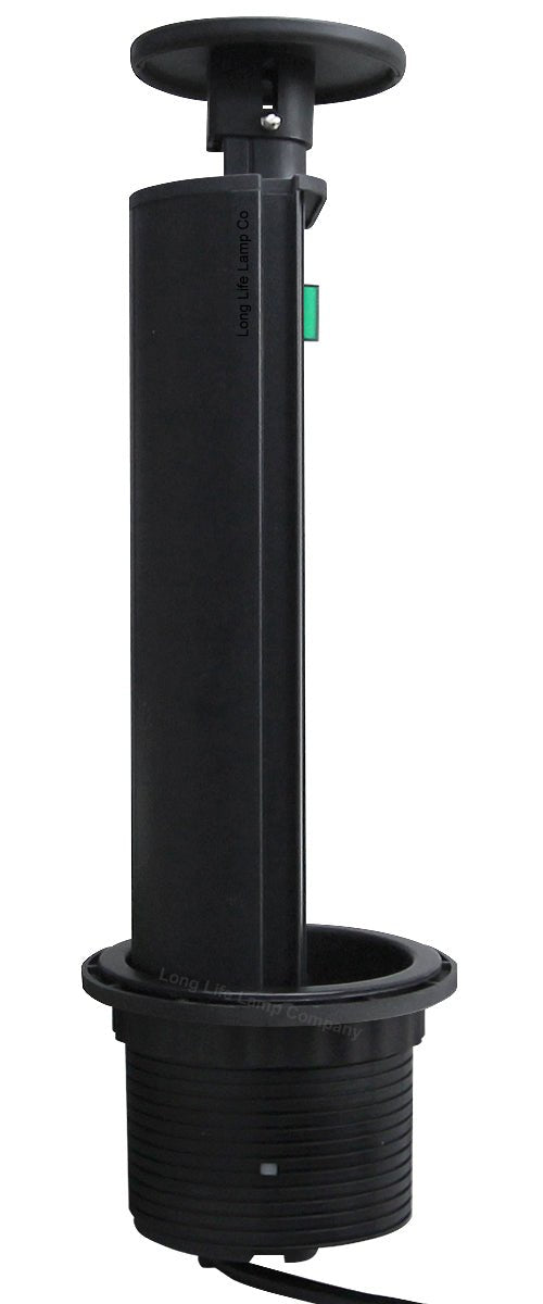 Black Top Power Tower Pop Up Socket With 2 USB Charging Port 3 Plug Sockets - Energy Light Bulbs - Free delivery on all orders