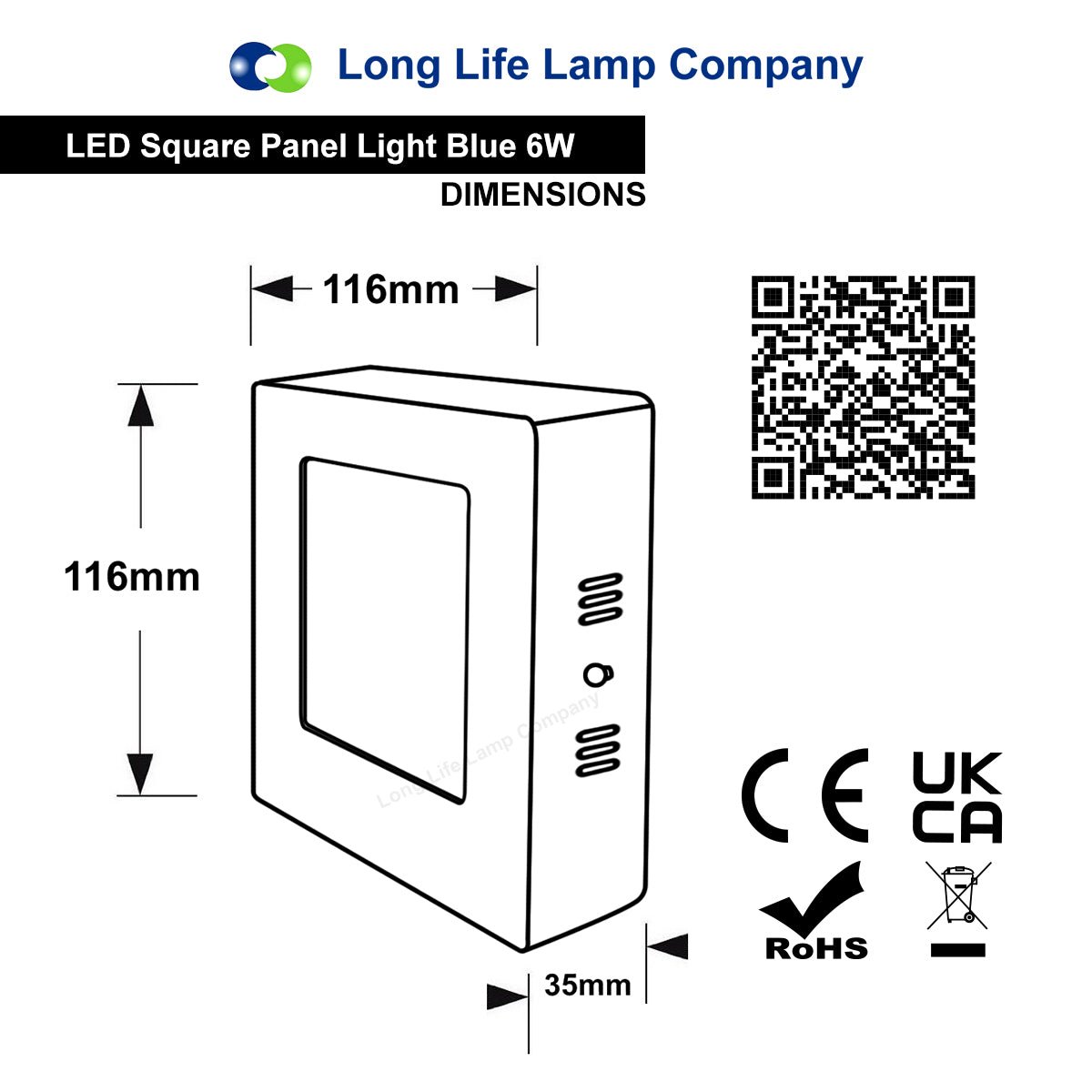 BLUE 6w LED Ceiling Panel Square Surface Mount Spotlight Blue - Free delivery on all orders