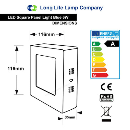 BLUE 6w LED Ceiling Panel Square Surface Mount Spotlight Blue - Energy Light Bulbs - Free delivery on all orders