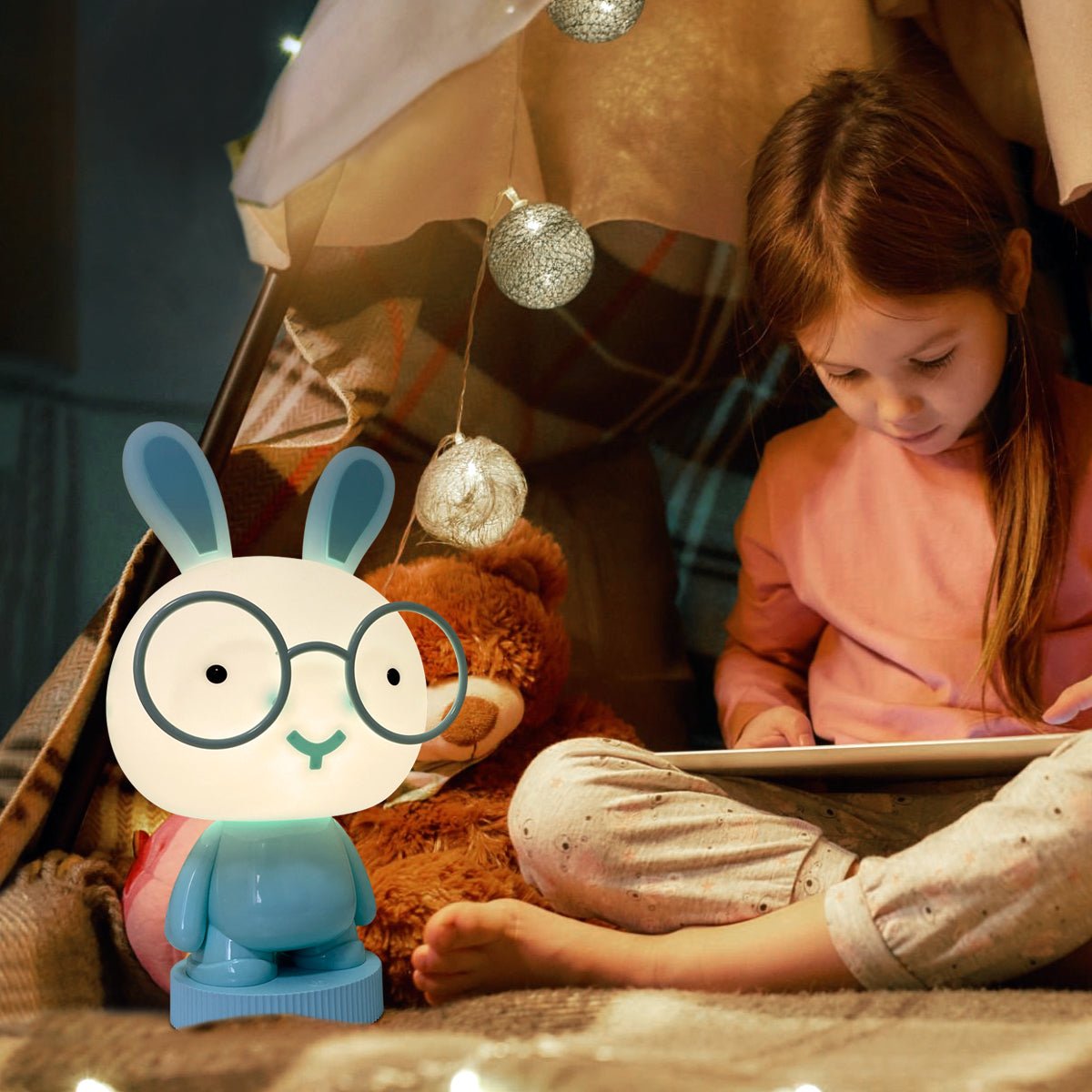 Blue Bunny LED Children's Table Lamp RGB Colour Changing USB Rechargeable Bedside Light - Energy Light Bulbs - Free delivery on all orders