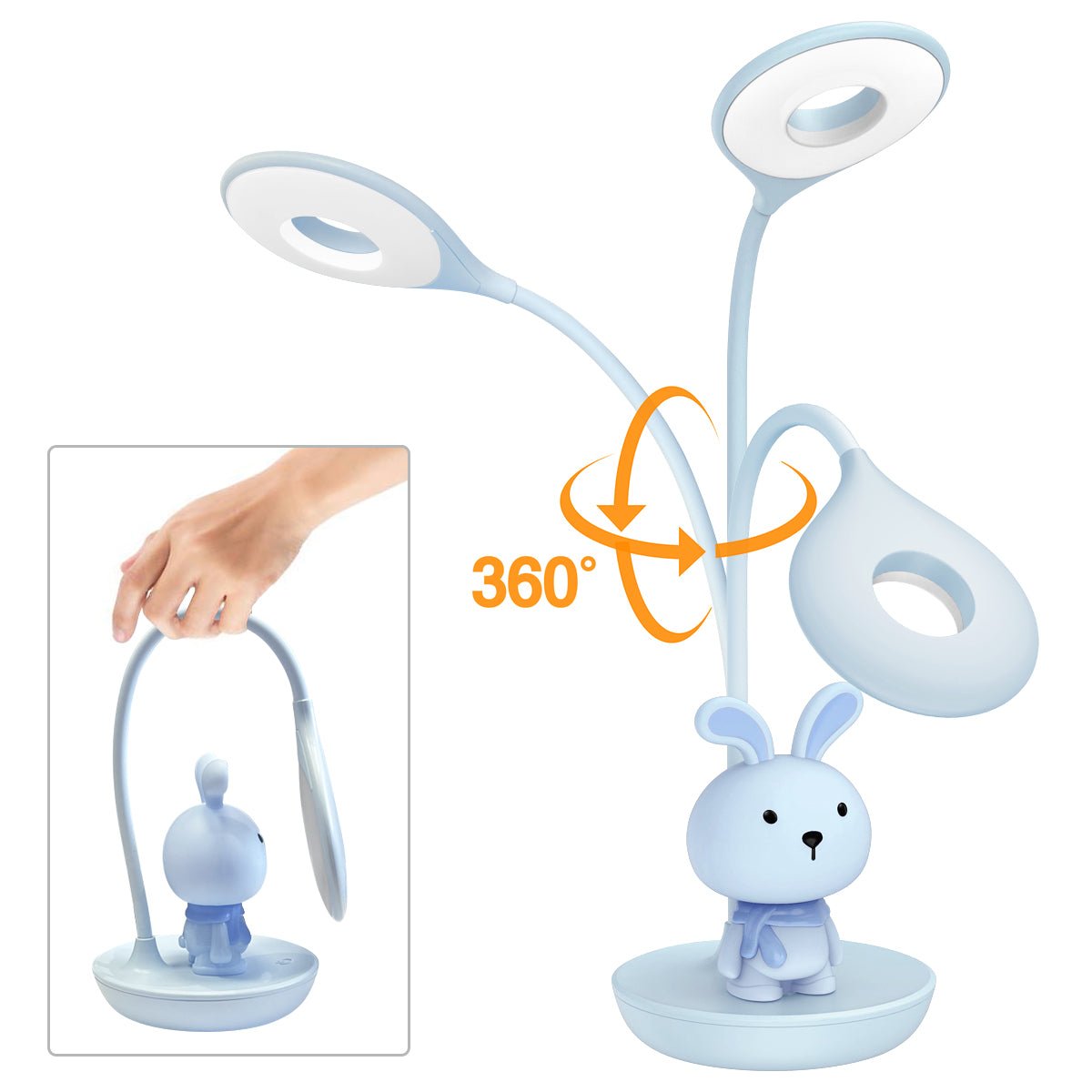 Blue Bunny LED Reading Light Touch Control Table Lamp USB Rechargeable - Energy Light Bulbs - Free delivery on all orders