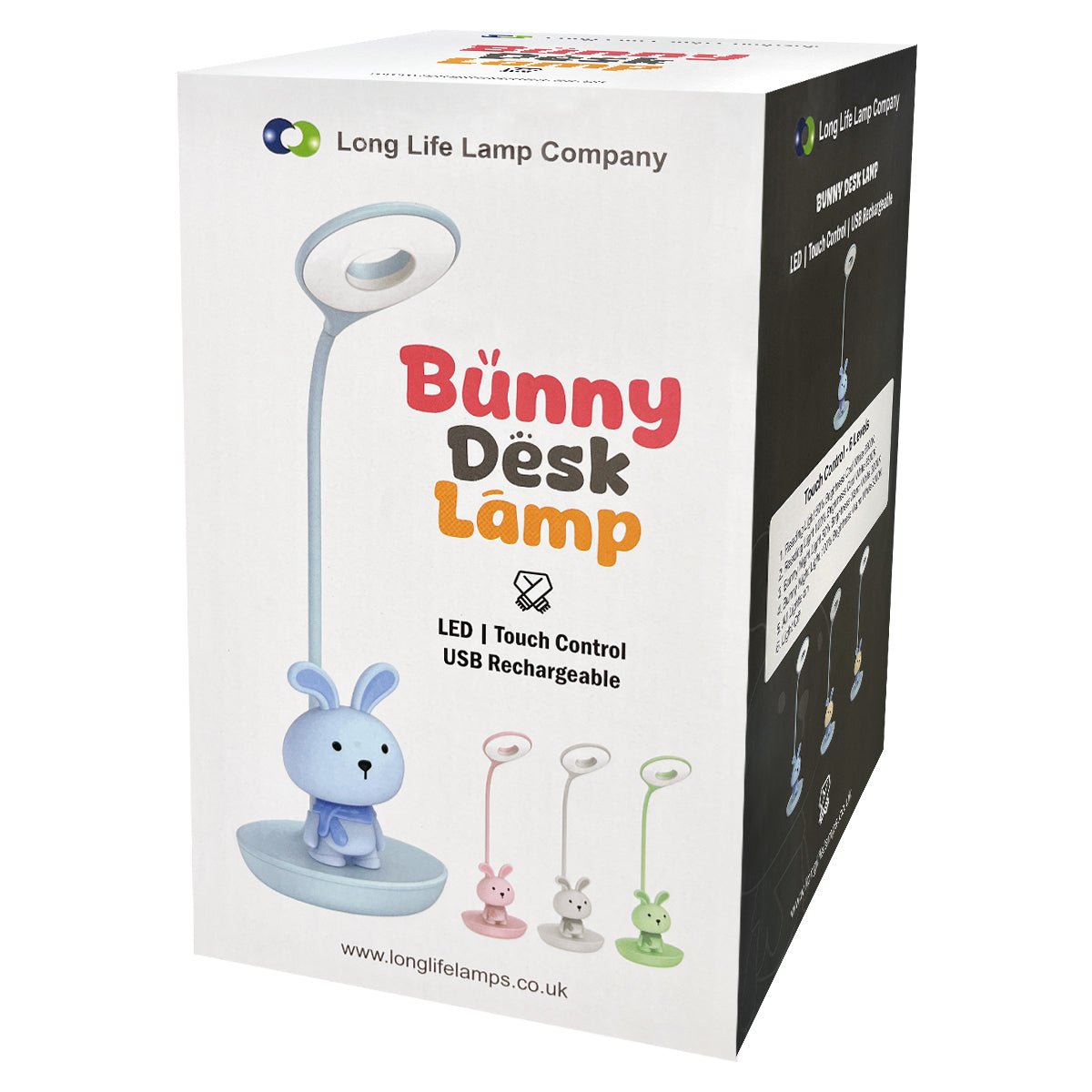 Blue Bunny LED Reading Light Touch Control Table Lamp USB Rechargeable - Energy Light Bulbs - Free delivery on all orders