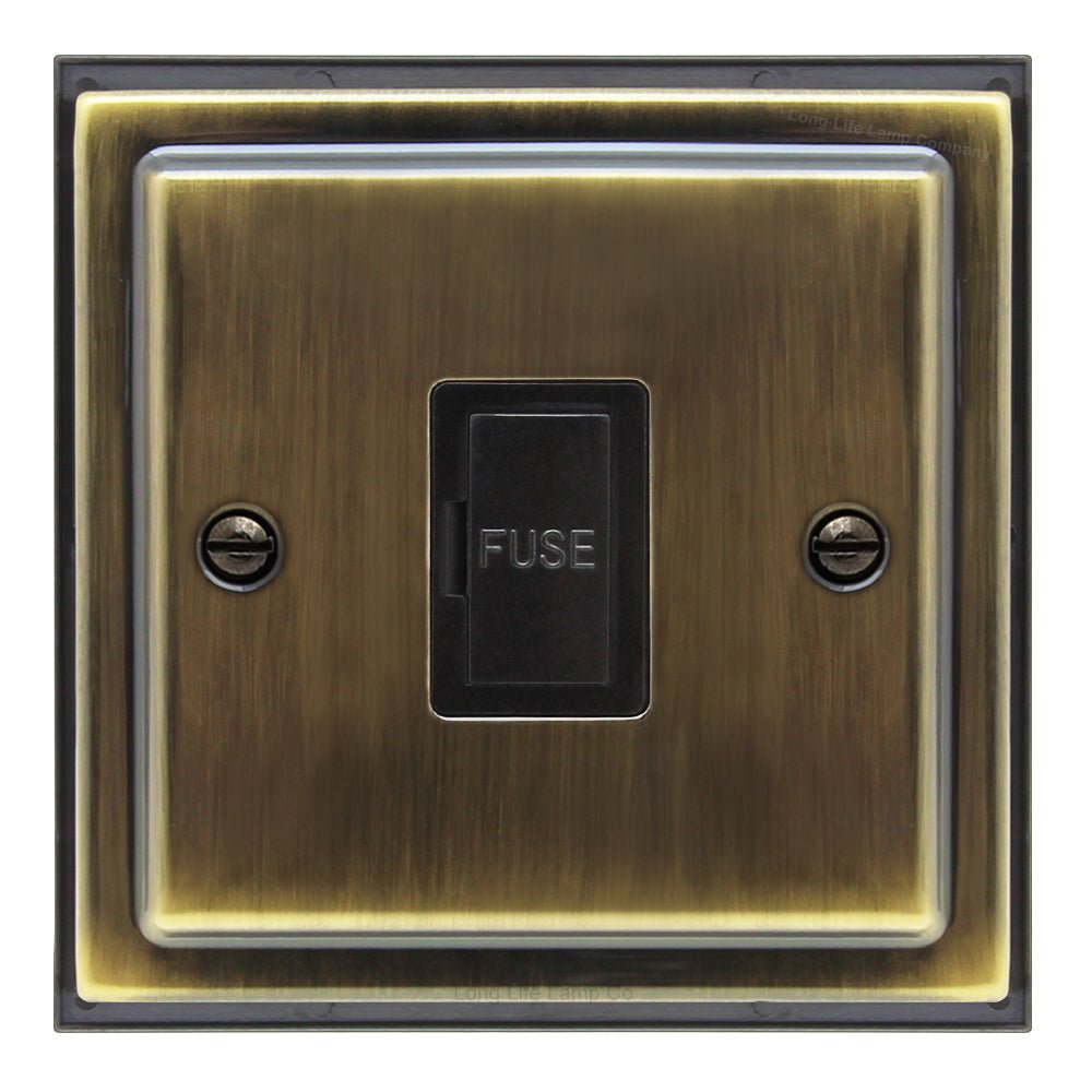 Brush Antique Brass 13amp Fused Spur Connection Unit - Energy Light Bulbs - Free delivery on all orders