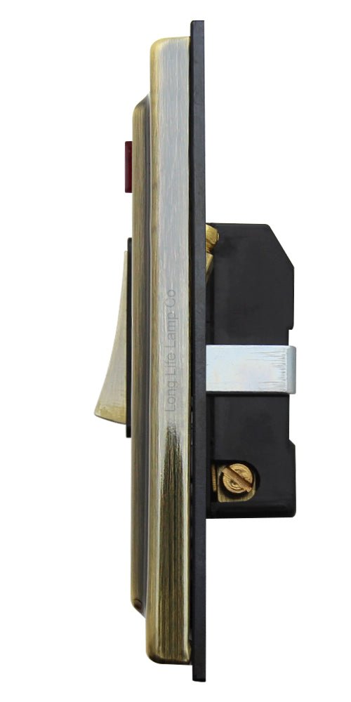 Brush Antique Brass 13amp Switched Fused Spur Connection Unit Neon Indicator - Free delivery on all orders