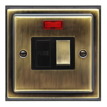 Brush Antique Brass 13amp Switched Fused Spur Connection Unit Neon Indicator BE419KME 