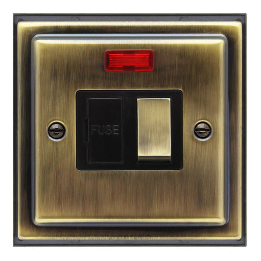 Brush Antique Brass 13amp Switched Fused Spur Connection Unit Neon Indicator BE419KME 