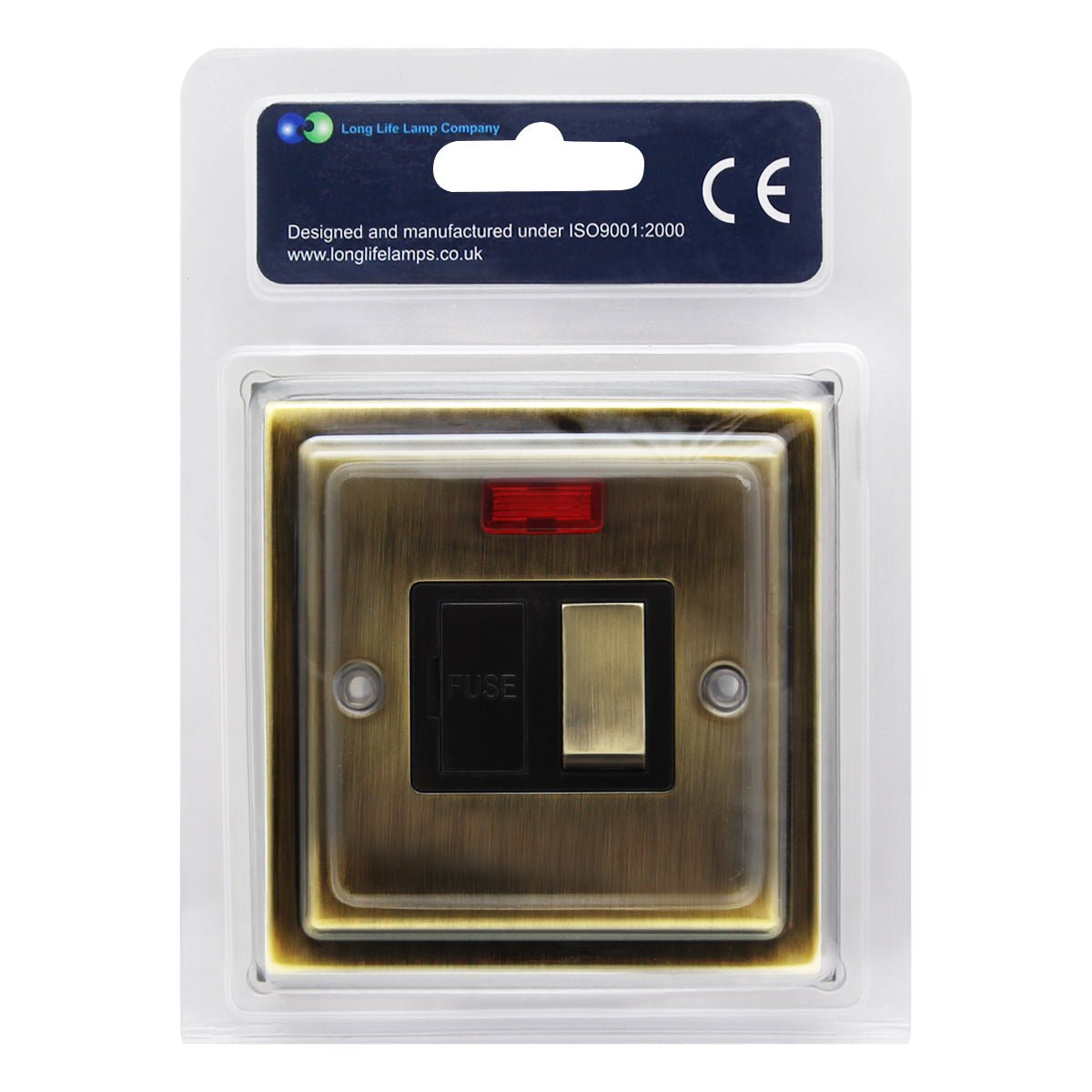 Brush Antique Brass 13amp Switched Fused Spur Connection Unit Neon Indicator - Free delivery on all orders