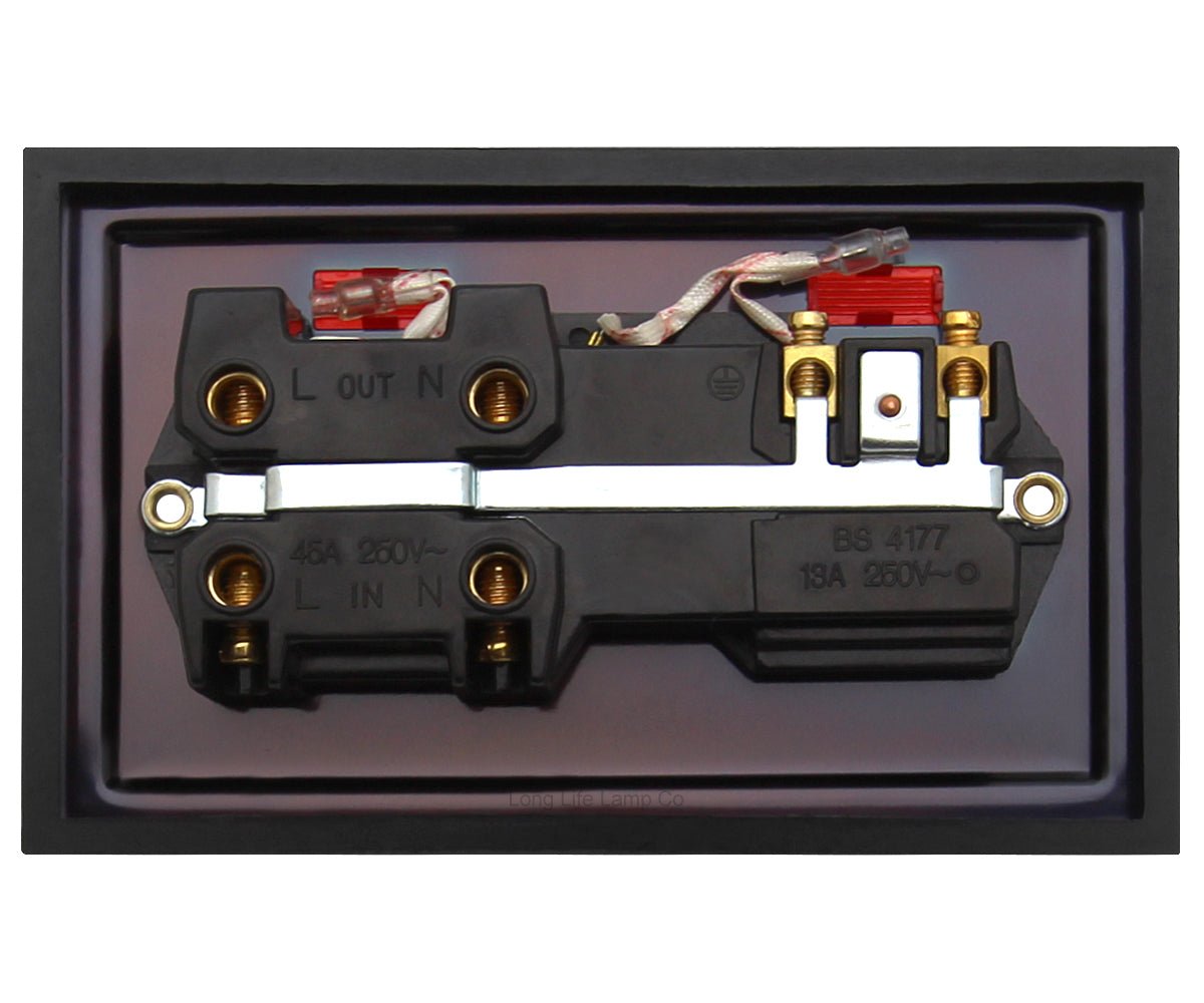 Brush Antique Brass 45A Cooker Control Switch Unit with 13amp Socket Neon Indicators - Energy Light Bulbs - Free delivery on all orders