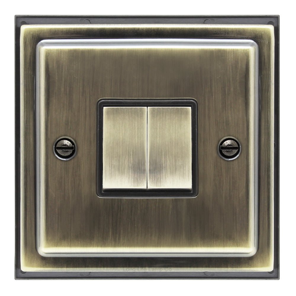Brush Antique Brass Double Light Switch 2 gang 2 way 10amp - Energy Light Bulbs - Free delivery on all orders
