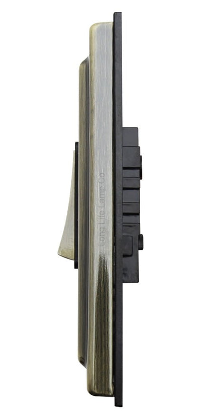 Brush Antique Brass Double Light Switch 2 gang 2 way 10amp - Energy Light Bulbs - Free delivery on all orders