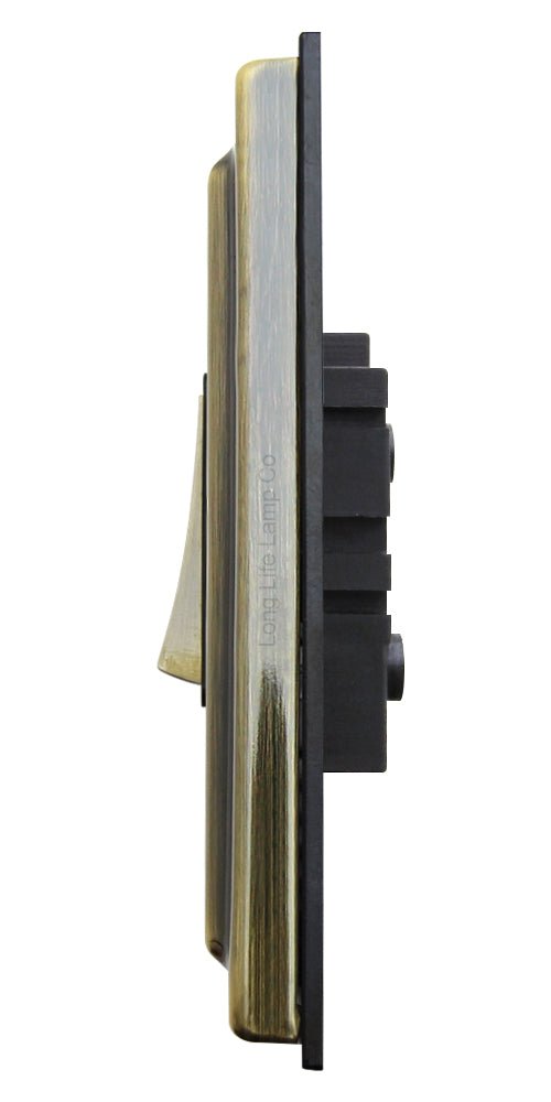 Brush Antique Brass Fan Isolator Switch 10amp Triple Pole - Energy Light Bulbs - Free delivery on all orders