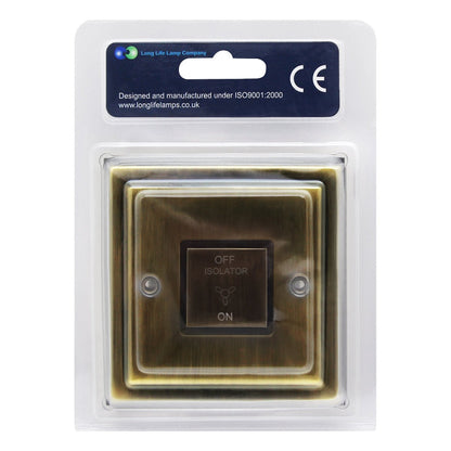 Brush Antique Brass Fan Isolator Switch 10amp Triple Pole - Energy Light Bulbs - Free delivery on all orders