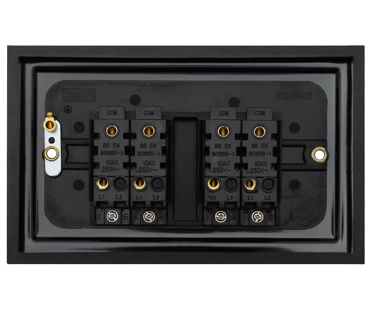 Brush Antique Brass Light Switch 4 Gang 10amp 2 Way - Energy Light Bulbs - Free delivery on all orders