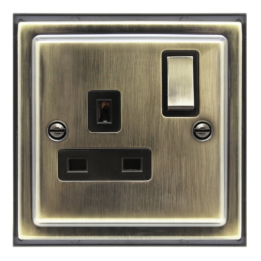 Brush Antique Brass Single Switch Socket 13amp Single Pole - Energy Light Bulbs - Free delivery on all orders