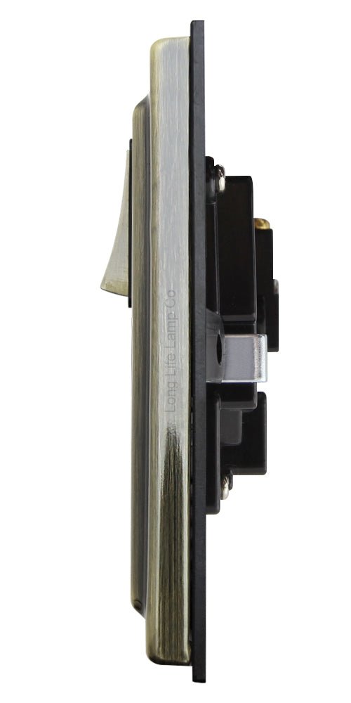 Brush Antique Brass Single Switch Socket 13amp Single Pole - Energy Light Bulbs - Free delivery on all orders