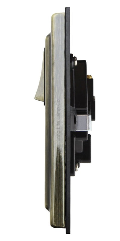 Brush Antique Brass Single Switch Socket 13amp Single Pole - Energy Light Bulbs - Free delivery on all orders
