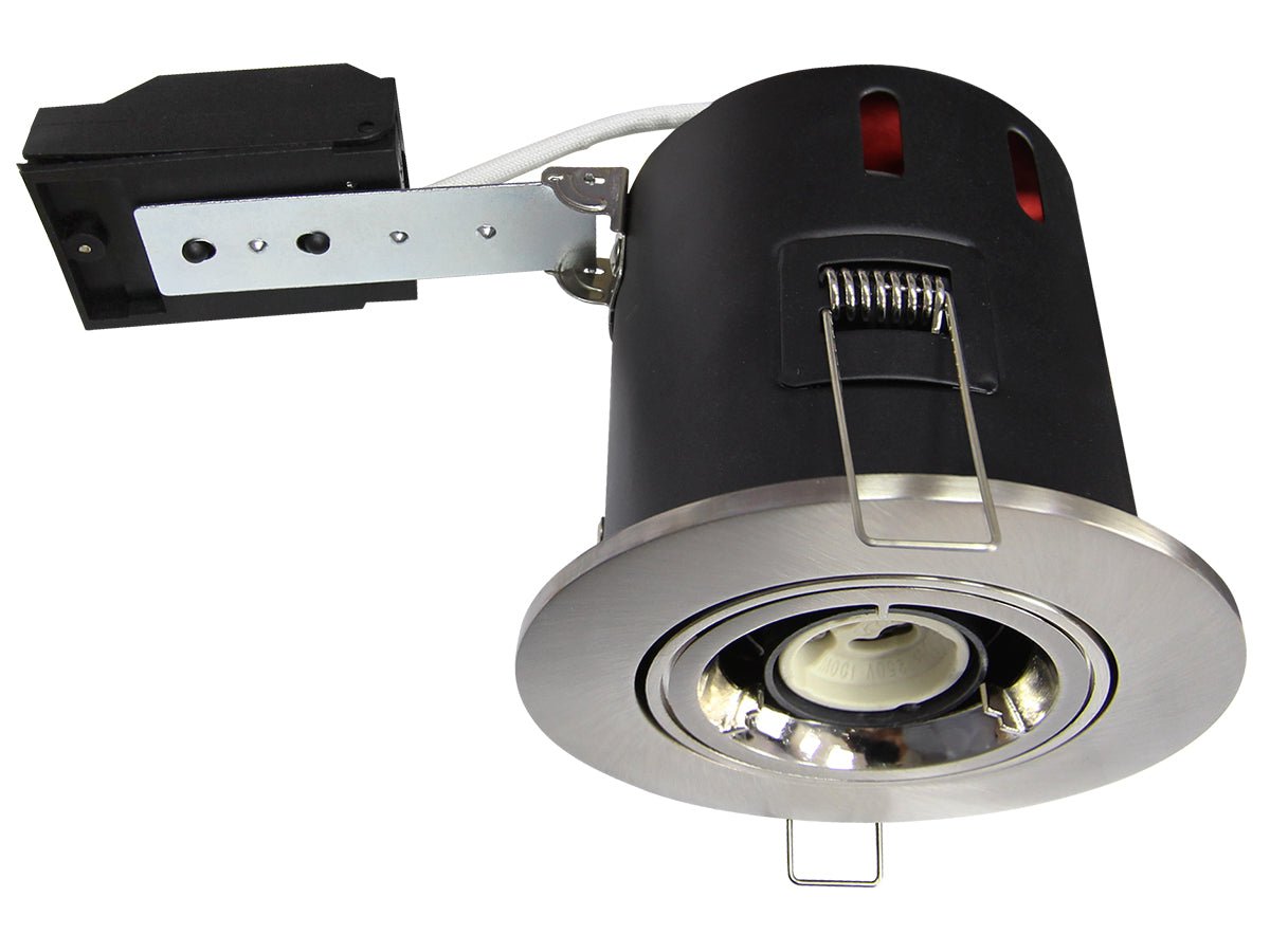 Brush Chrome Adjustable Fire Rated Downlight - Energy Light Bulbs - Free delivery on all orders