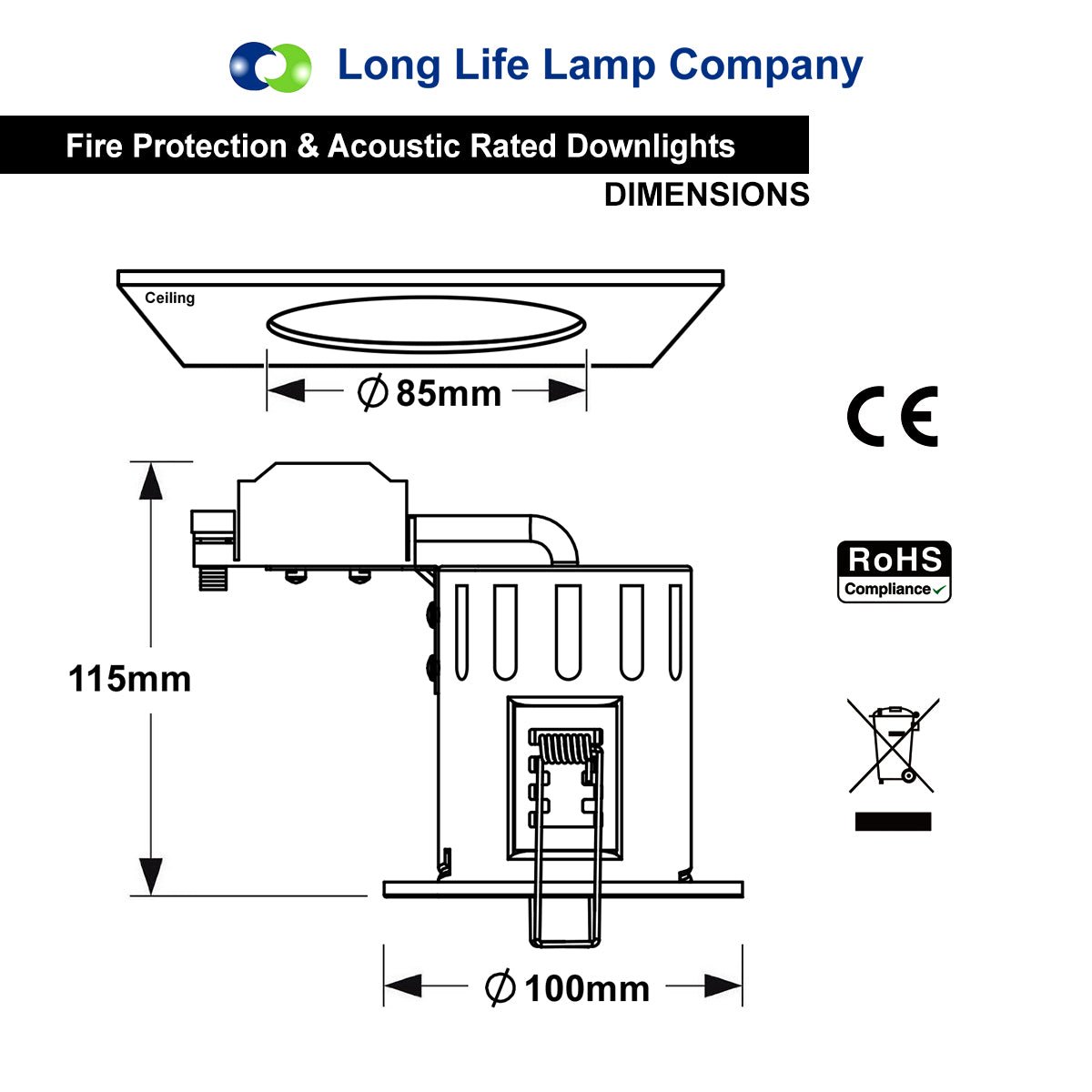 Brush Chrome Adjustable Fire Rated Downlight - Energy Light Bulbs - Free delivery on all orders