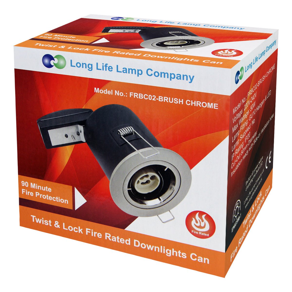 Brush Chrome Fixed Fire Rated Downlight - Energy Light Bulbs - Free delivery on all orders