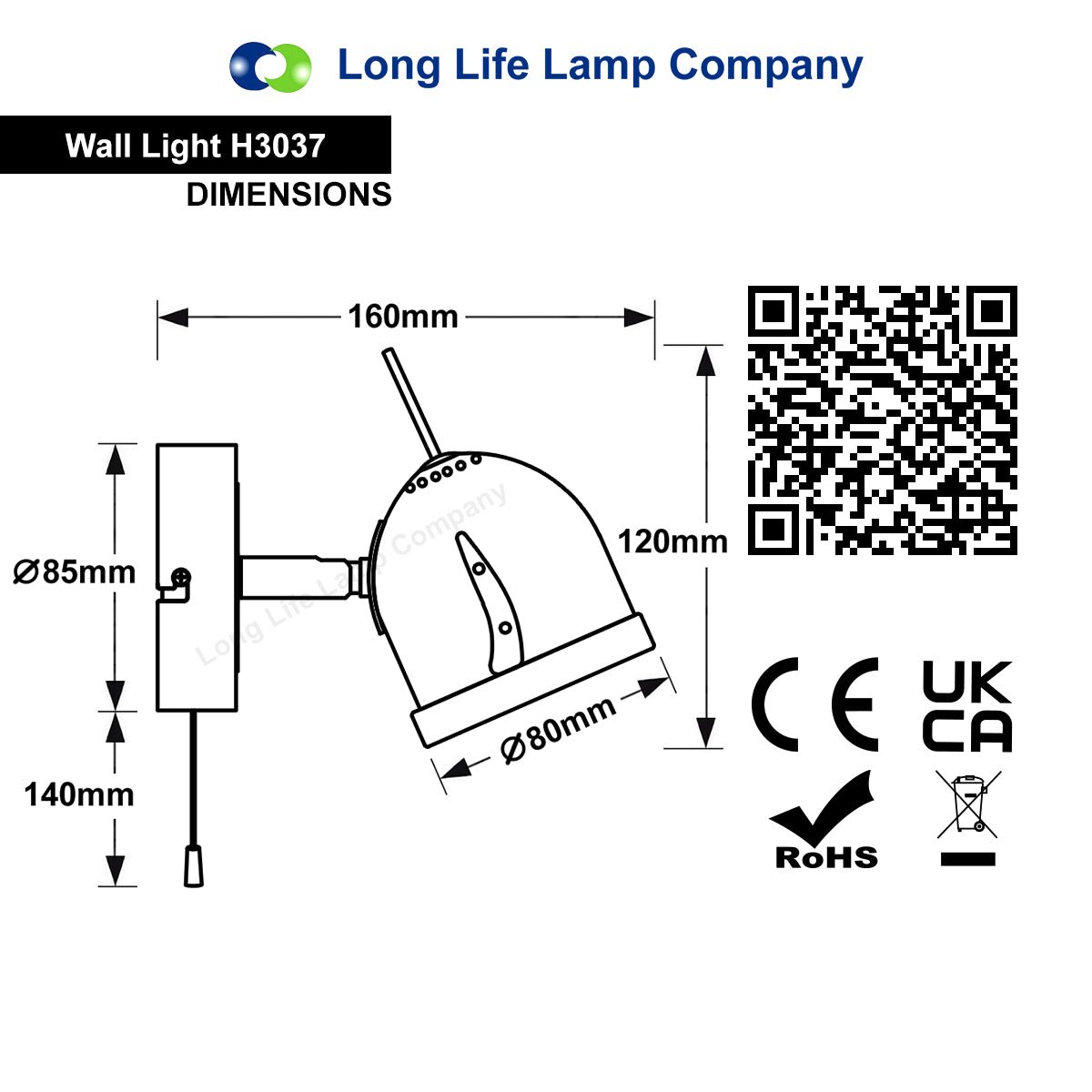 Brush Chrome Mounted Reading Wall Light Pull Switch Adjustable Head - Energy Light Bulbs - Free delivery on all orders