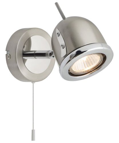 Brush Chrome Mounted Reading Wall Light Pull Switch Adjustable Head - Energy Light Bulbs - Free delivery on all orders