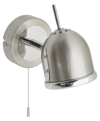 Brush Chrome Mounted Reading Wall Light Pull Switch Adjustable Head - Energy Light Bulbs - Free delivery on all orders