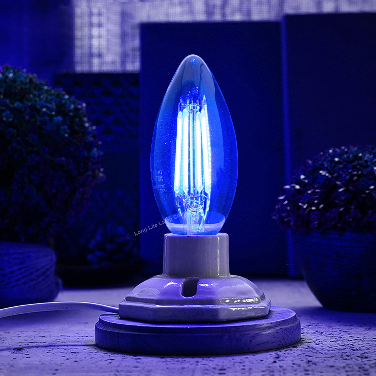 4w LED Blue Candle Light Bulb E14 Clear Glass