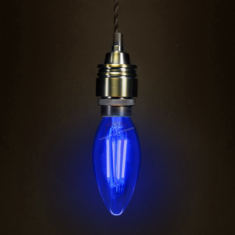 4w LED Blue Candle Light Bulb E14 Clear Glass