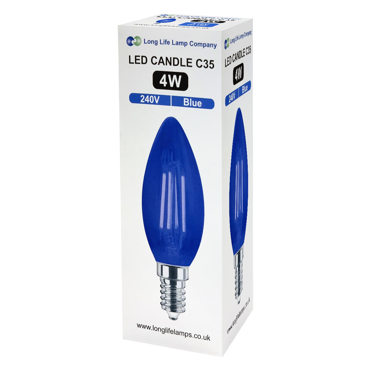 4w LED Blue Candle Light Bulb E14 Clear Glass