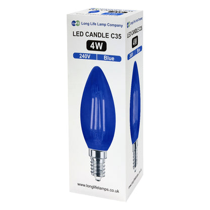 4w LED Blue Candle Light Bulb E14 Clear Glass